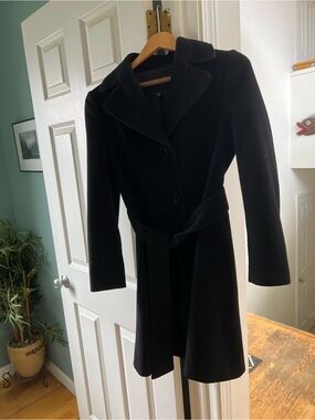 Banana Republic Black Wool Belted Pea Coat